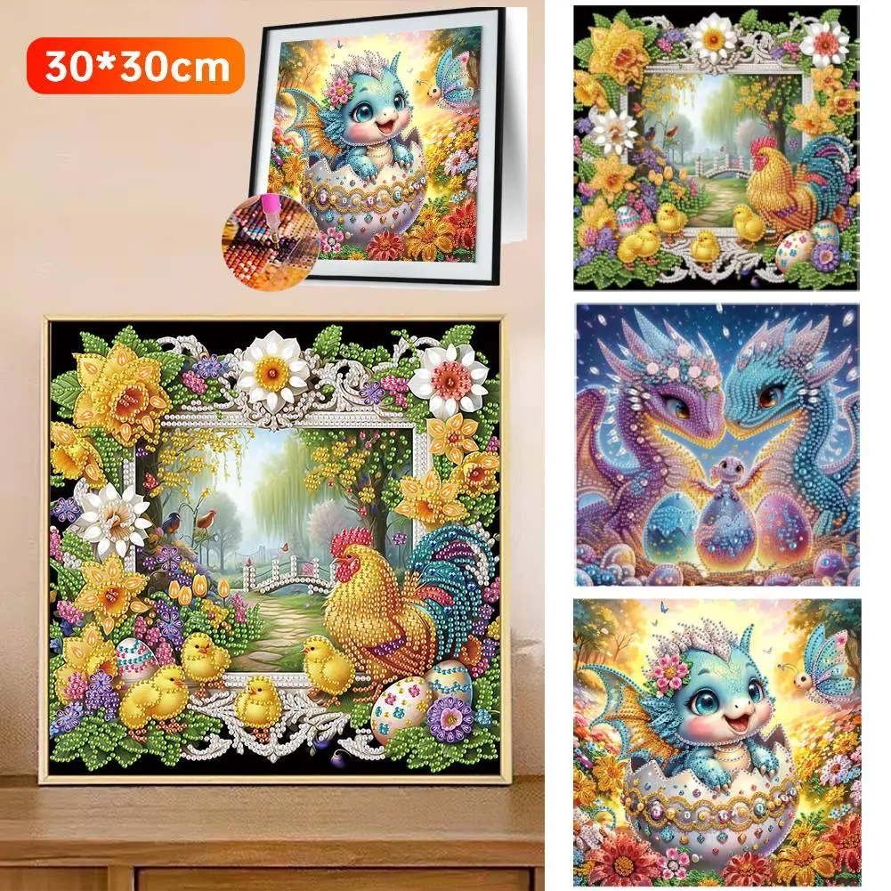 Creative Diamond Painting Kit Easter Art Craft Decoration Kit 5D DIY Partial Special Shaped Drill Home Wall Ornaments 30*30cm 