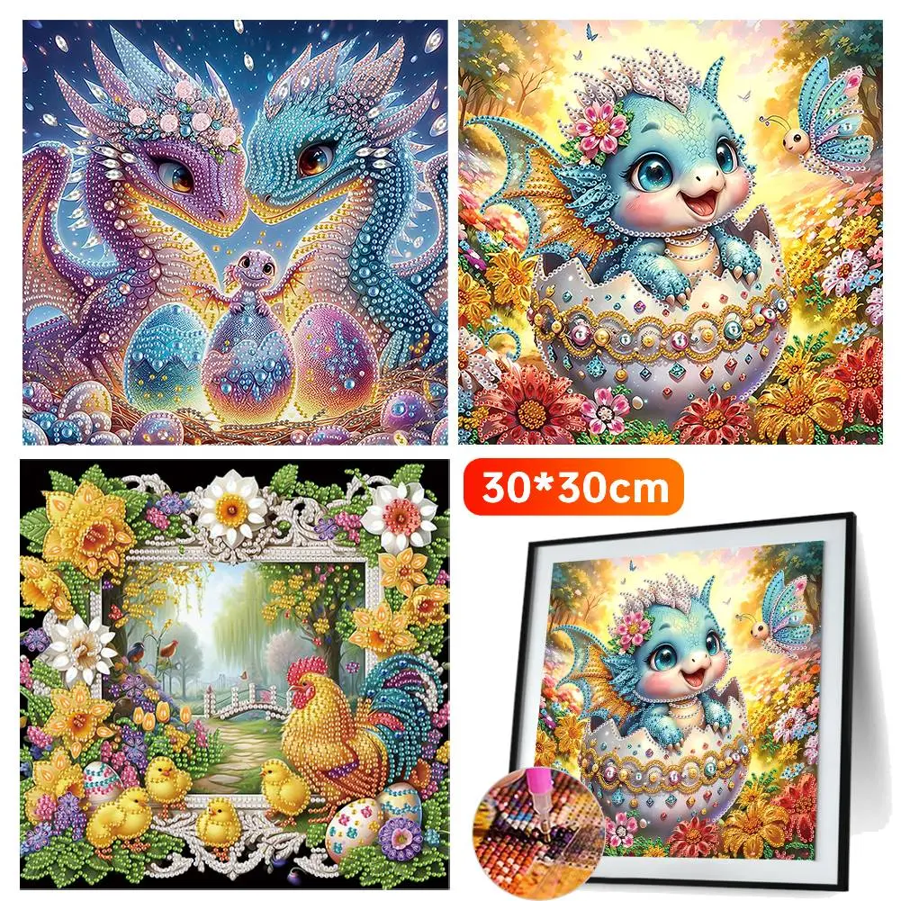 Creative Diamond Painting Kit Easter Art Craft Decoration Kit 5D DIY Partial Special Shaped Drill Home Wall Ornaments 30*30cm 