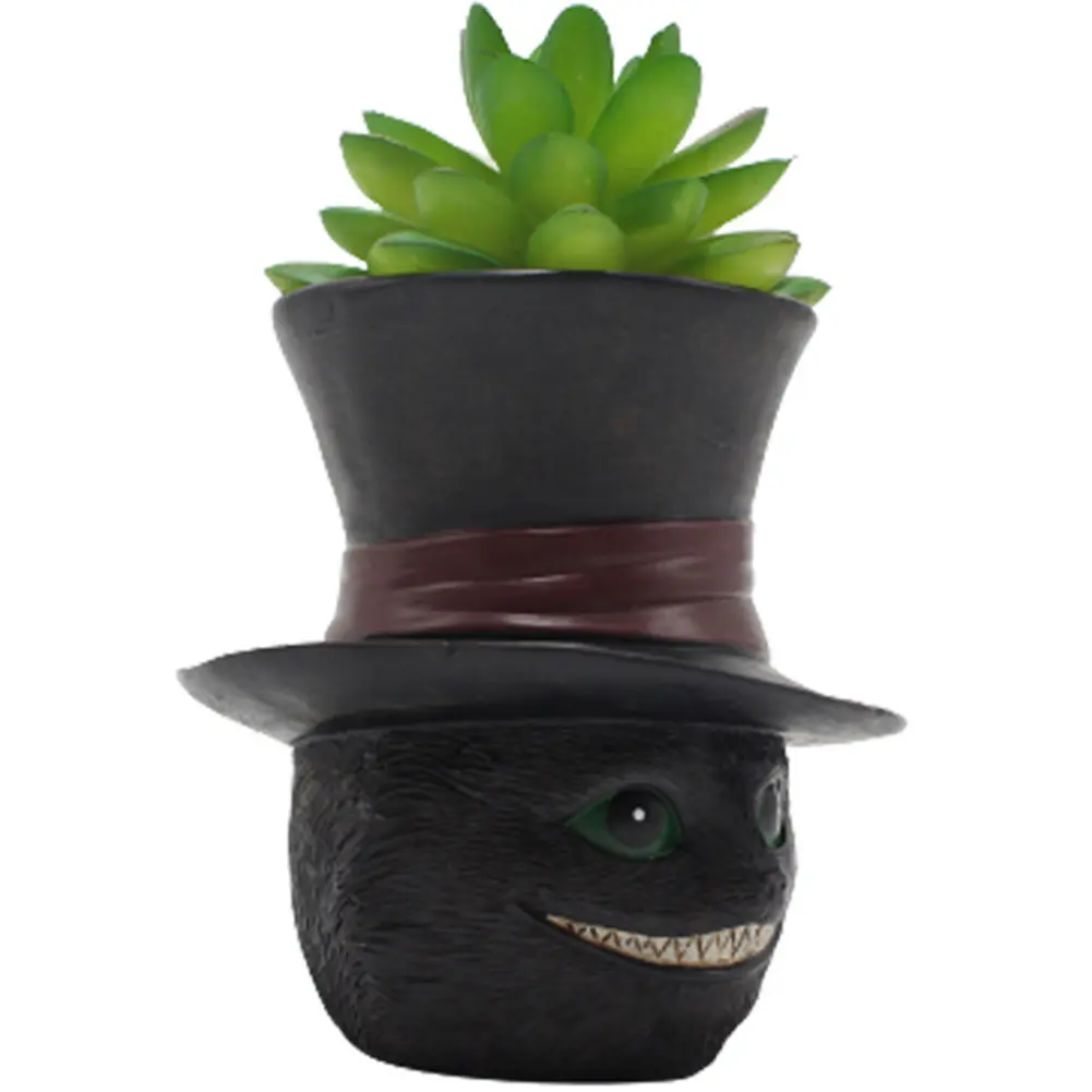 Succulent Planter Black Cat Plant Pot Best Gifts for Family Friends Cute Resin Planter Xmas Gift for Indoor Outdoor