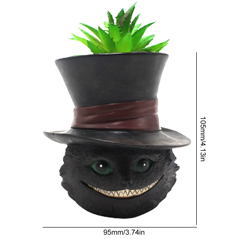 Succulent Planter Black Cat Plant Pot Best Gifts for Family Friends Cute Resin Planter Xmas Gift for Indoor Outdoor