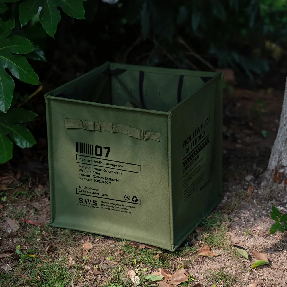 Outdoor Storage Box with Handle Portable Lawn & Leaf Waste Bag Large Capacity Folding Camping Bucket for BBQ Picnic Hiking