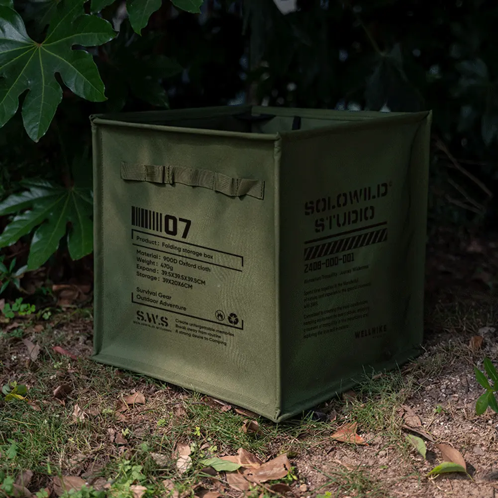 Outdoor Storage Box with Handle Portable Lawn & Leaf Waste Bag Large Capacity Folding Camping Bucket for BBQ Picnic Hiking