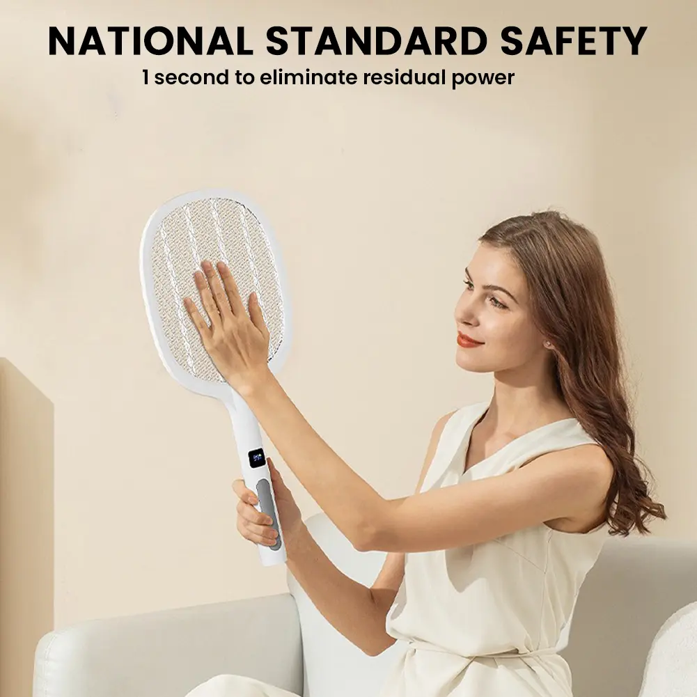 1600mAh 2 in 1 Bug Zapper Racket Rechargeable Electric Fly Mosquito Swatter Mosquitoes Trap Lamp for Summer Indoor and Outdoor