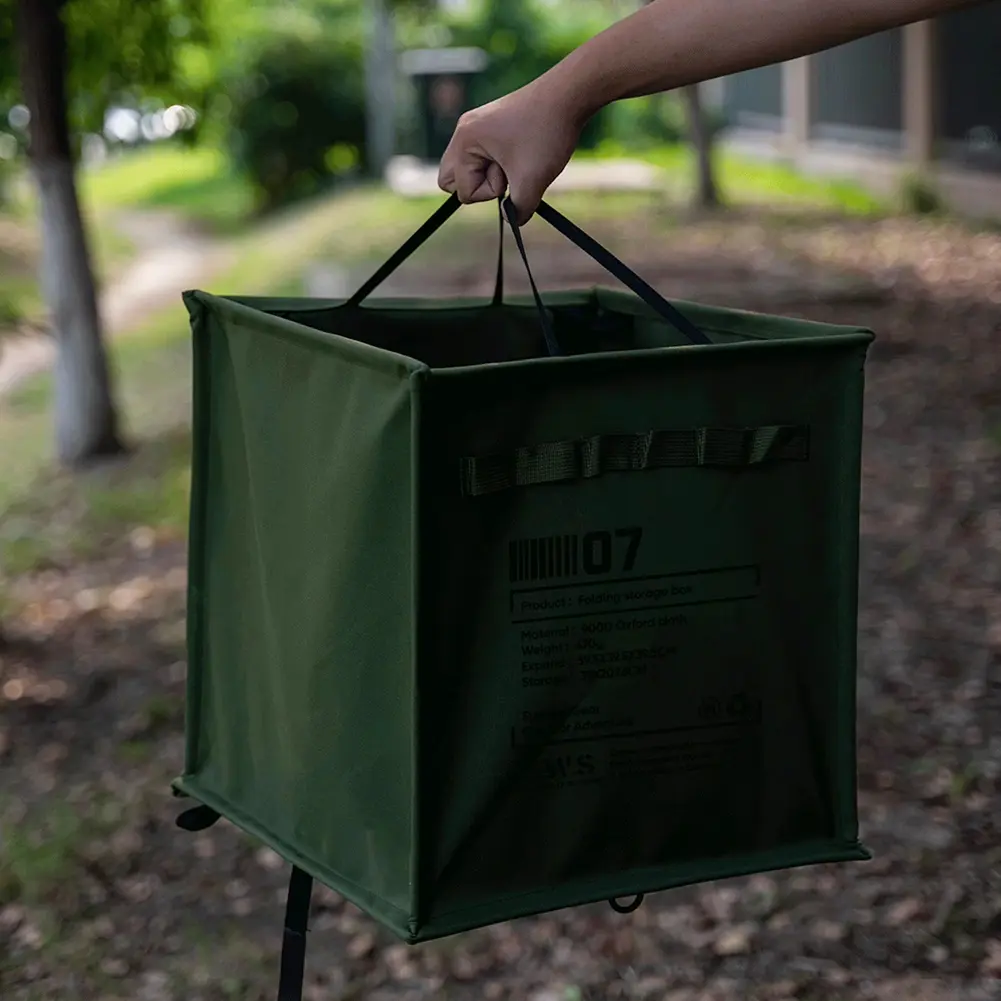 Outdoor Storage Box with Handle Portable Lawn & Leaf Waste Bag Large Capacity Folding Camping Bucket for BBQ Picnic Hiking