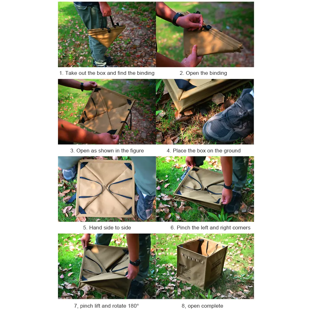 Outdoor Storage Box with Handle Portable Lawn & Leaf Waste Bag Large Capacity Folding Camping Bucket for BBQ Picnic Hiking