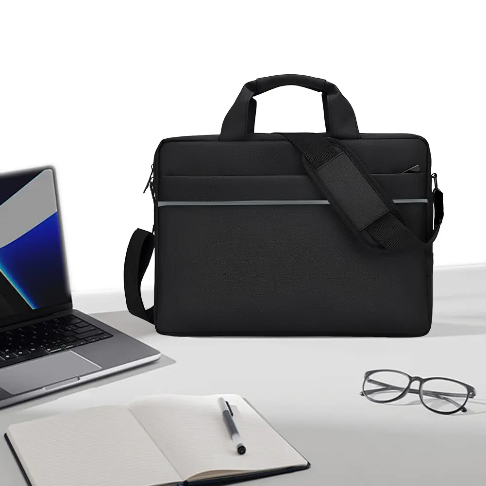 Laptop Carrying Case Shockproof Nylon Laptop Handbag Waterproof Computer Cover Bag 3 Compartments Laptop Protective Bag