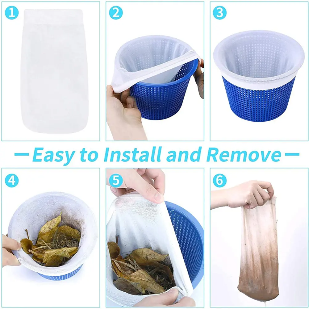 Pool Skimmer Socks Reusable Filter Replacement Savers Nylon Mesh Pool Filter Baskets Cleaner for In-Ground Above Ground Pools