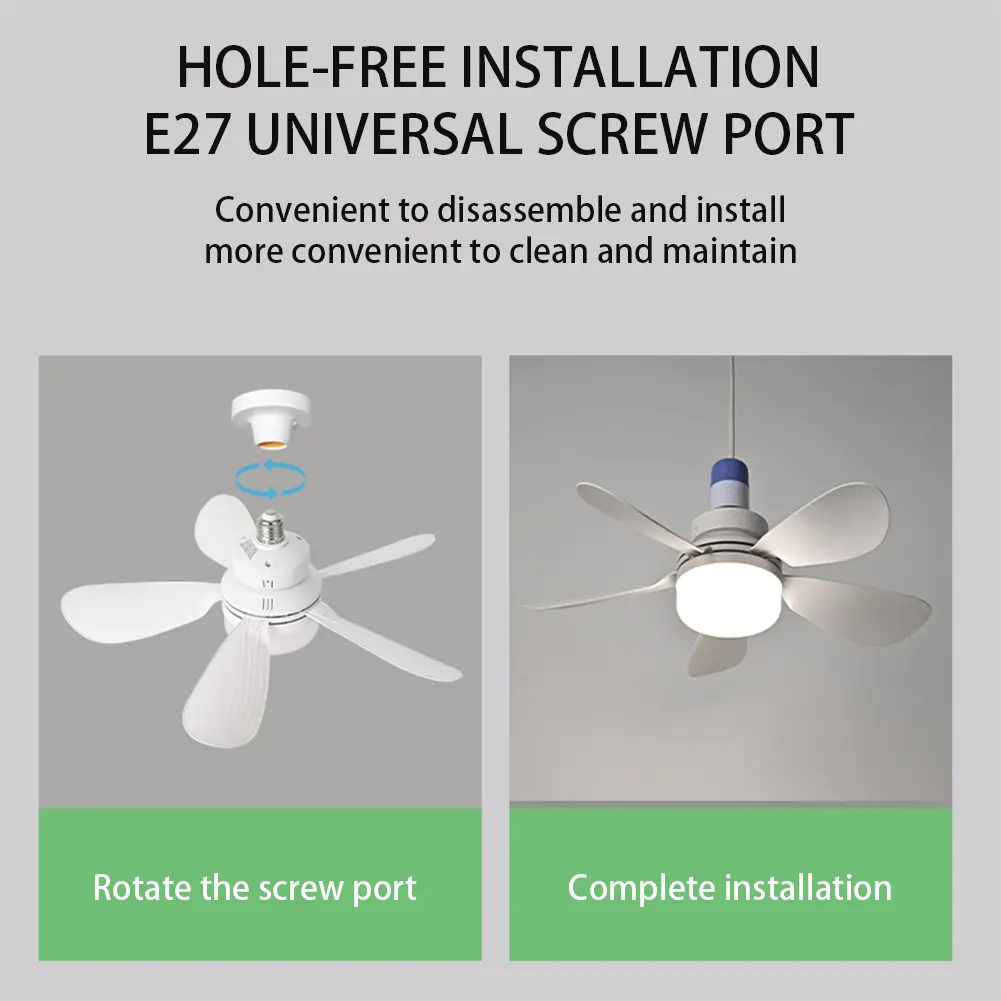Silent Ceiling Fan with LED Lantern Rechargeable Electric Cordless Fan Universal Dimming Fan for Dining Room Bedroom Living Room