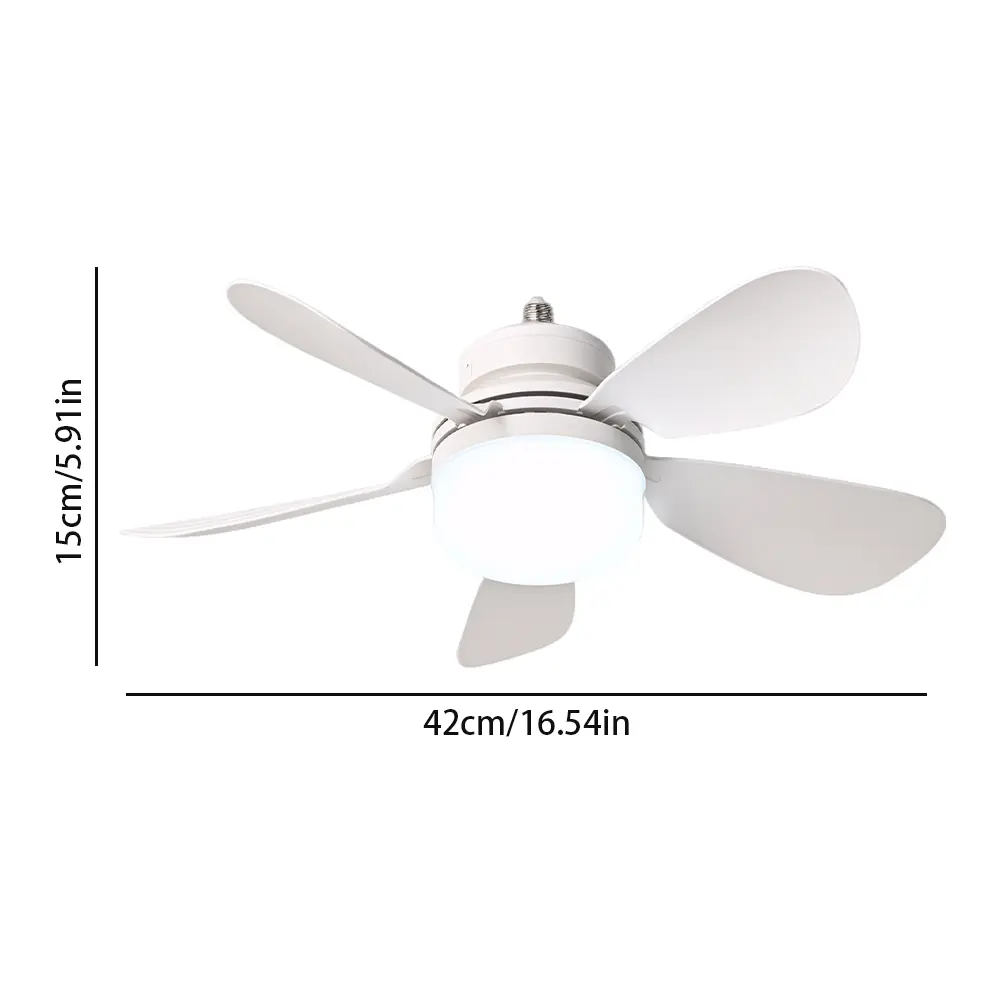 Silent Ceiling Fan with LED Lantern Rechargeable Electric Cordless Fan Universal Dimming Fan for Dining Room Bedroom Living Room