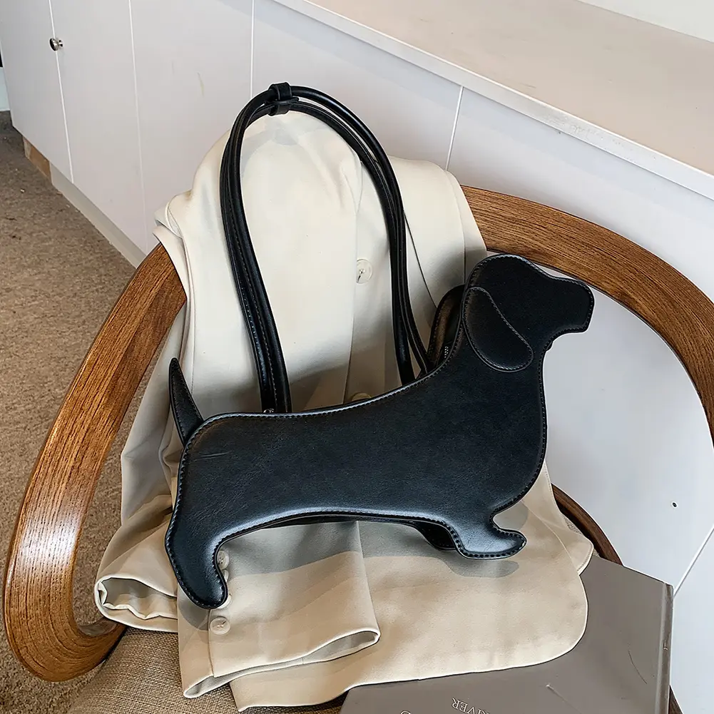 Cartoon Dog Shaped Shoulder Bag PU Leather Purse Unique Novelty Clutch Bag Cute Evening Party Bag for Women Girls