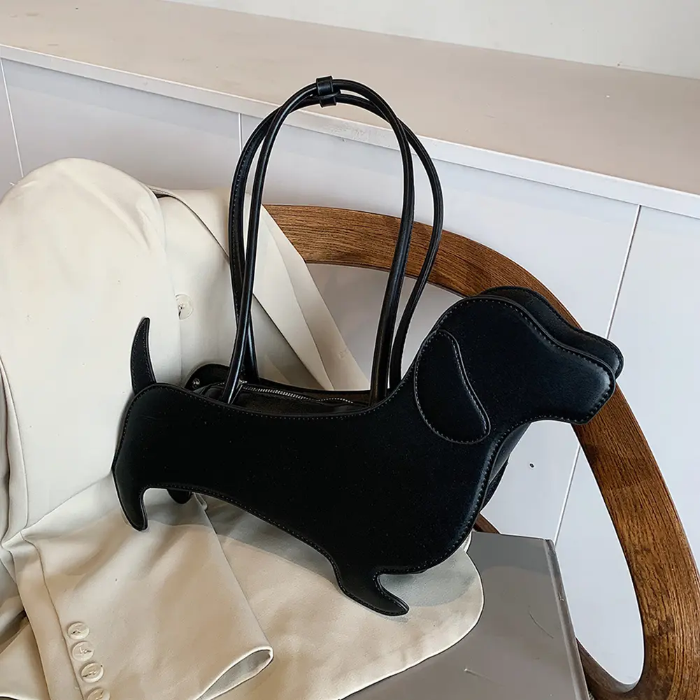 Cartoon Dog Shaped Shoulder Bag PU Leather Purse Unique Novelty Clutch Bag Cute Evening Party Bag for Women Girls