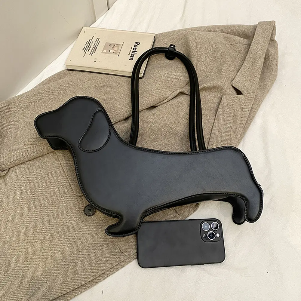 Cartoon Dog Shaped Shoulder Bag PU Leather Purse Unique Novelty Clutch Bag Cute Evening Party Bag for Women Girls