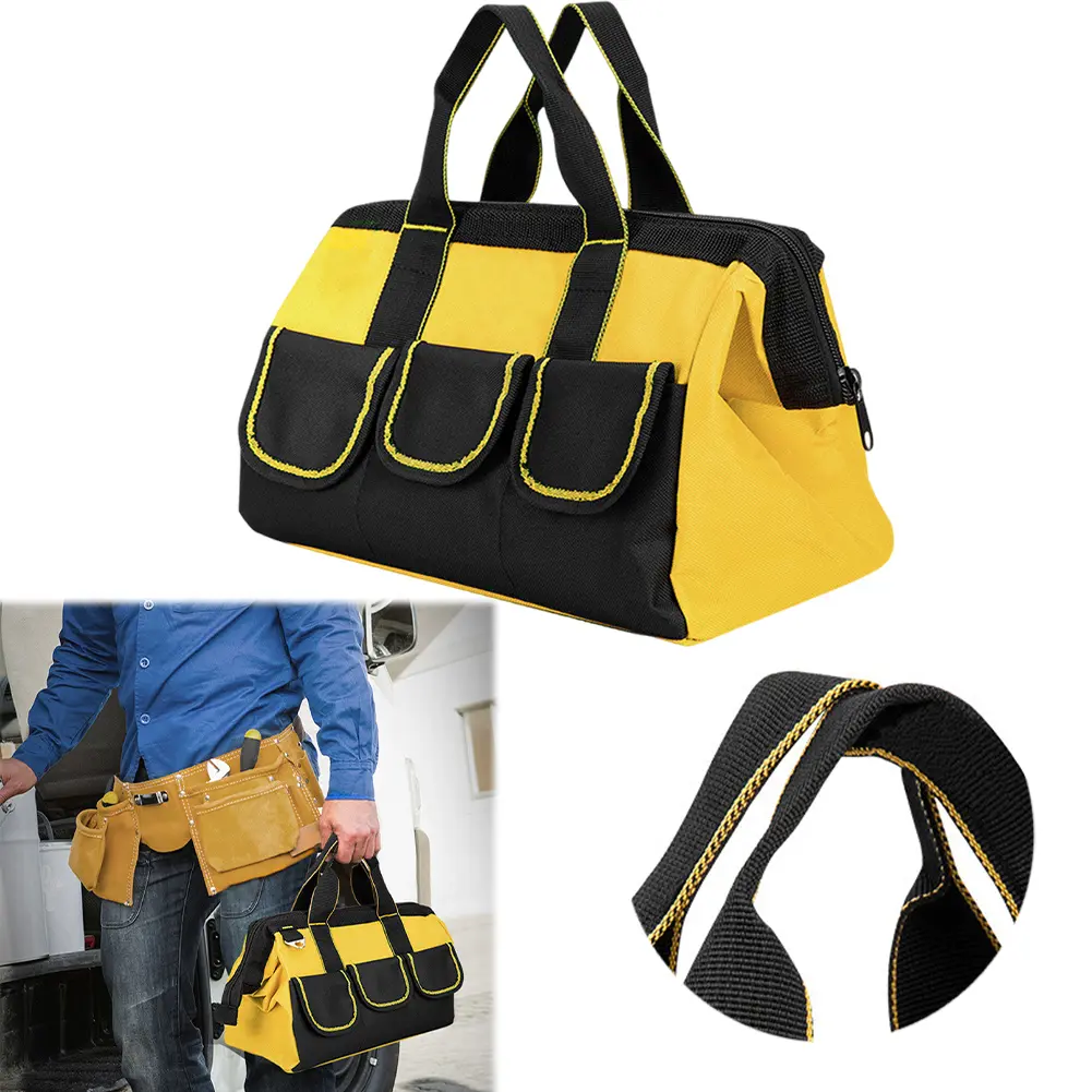 13 Inch Adjustable Shoulder Strap Organizer High Capacity Storage Bag Electricians Repairman Tools Tote Bag