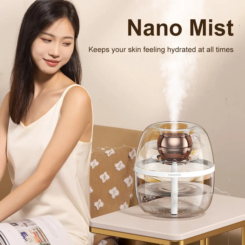 1.8L Air Humidifier with Night Light Double Spray Humidifier USB Rechargeable Cool Mist Humidifier for Bedroom Living Room 2025