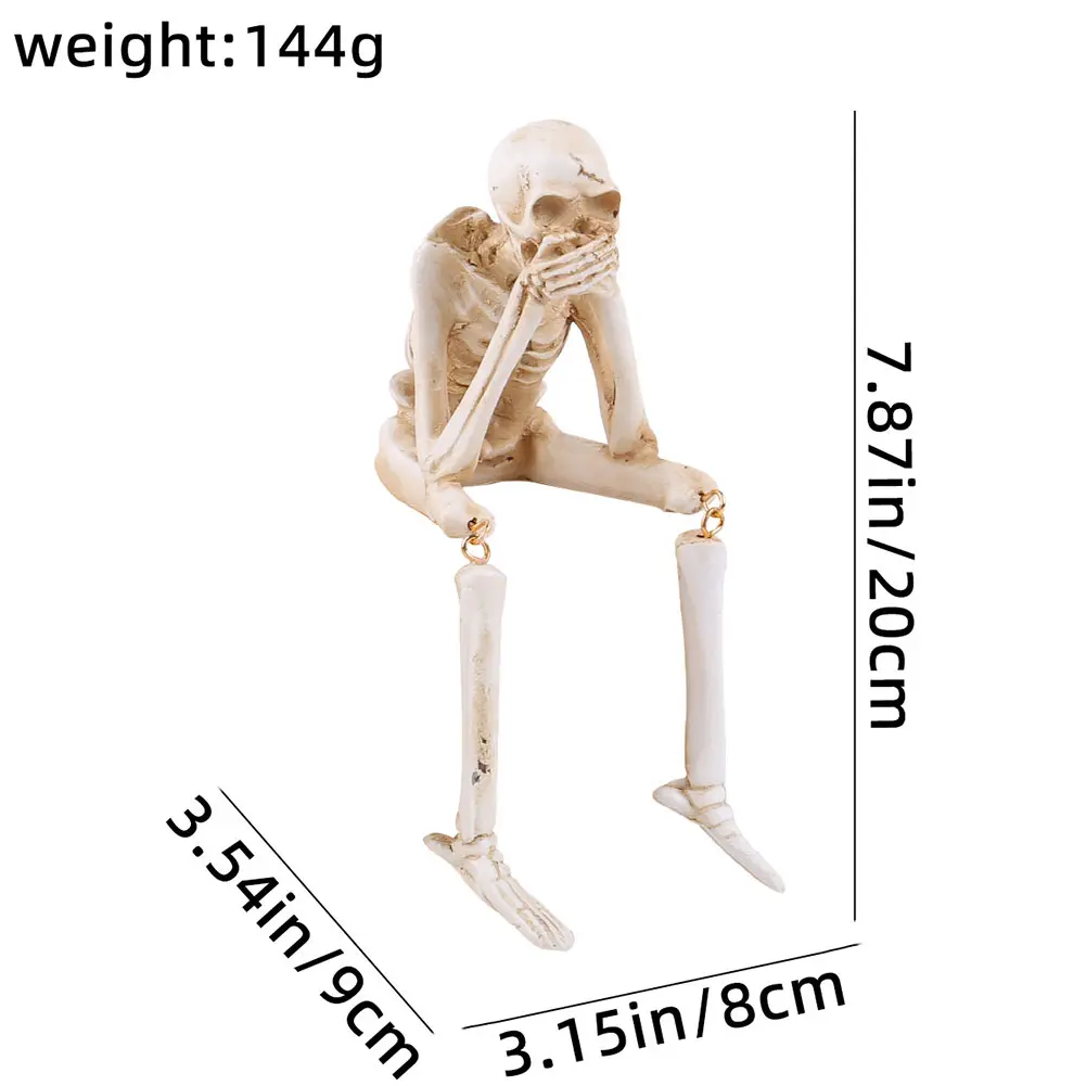 Realistic See Speak Hear No Evil Skeleton Statue Halloween Statues Skeleton Shelf Sitter Figurines Crafts Halloween Party Decor