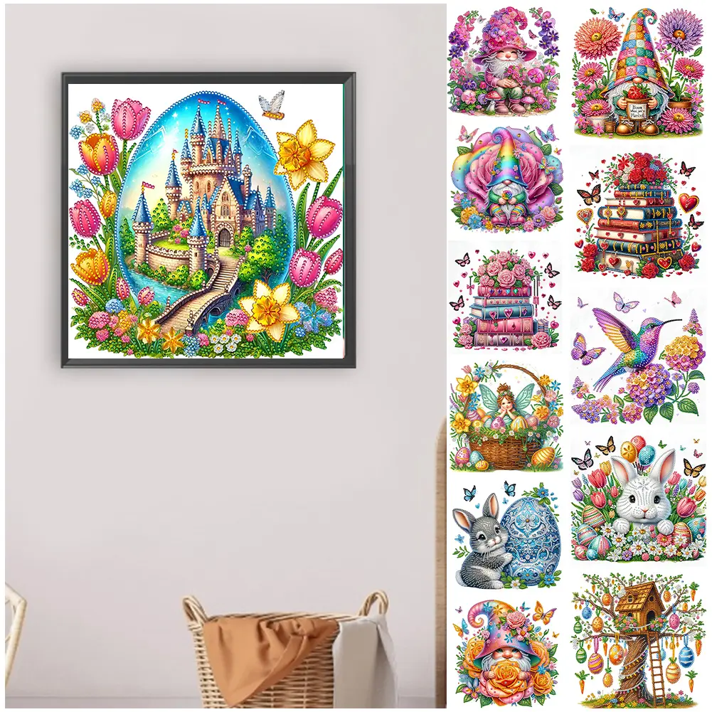 Creative Easter Decor Kit 5D DIY Partial Special Shaped Drill Diamond Painting Kit Home Decor for Bedroom Living Room 30x30cm