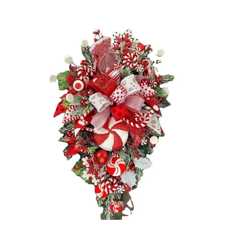 Christmas Wreath Candy Upside Down Tree Garland Upside Down Artificial Christmas Tree Christmas Swag for Front Door