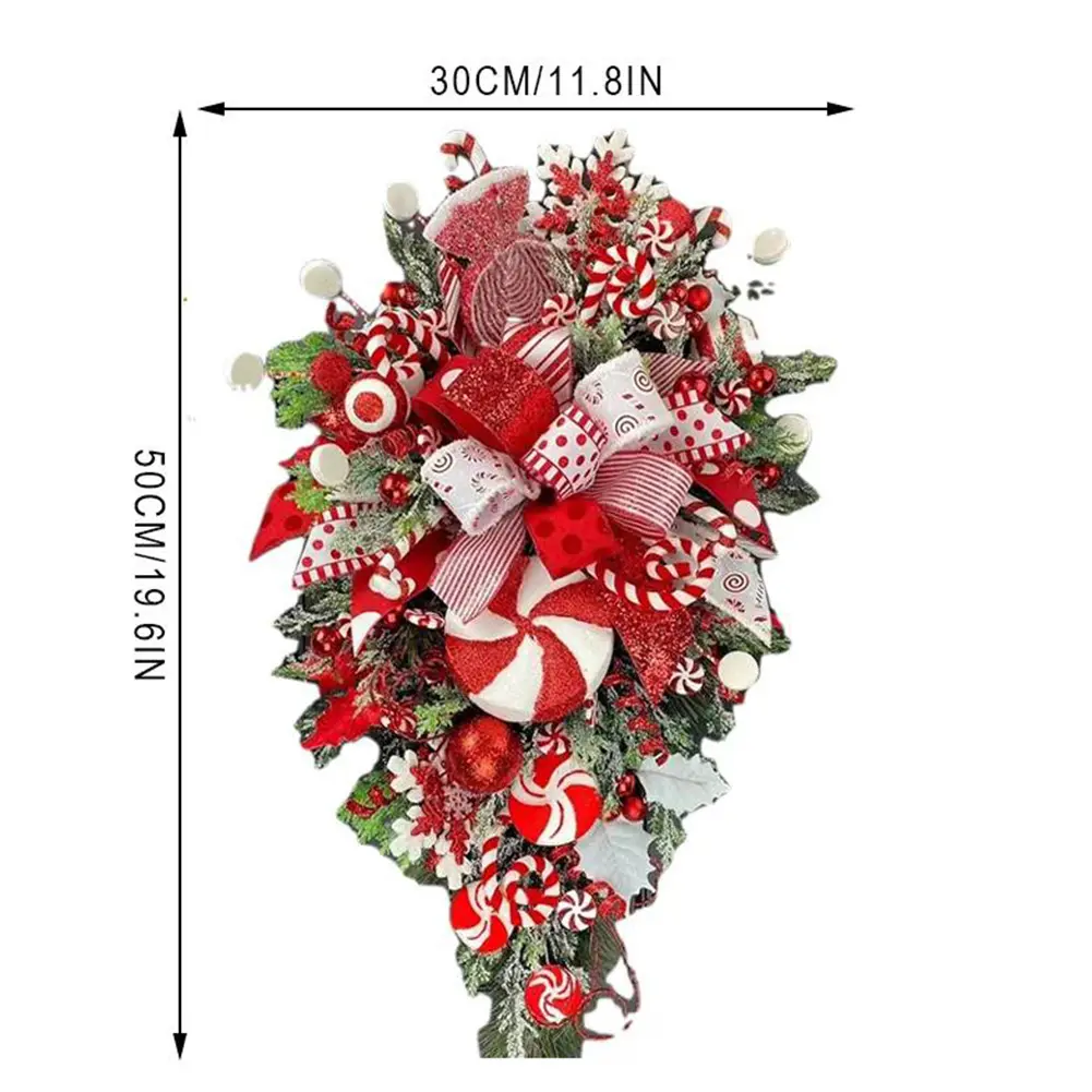 Christmas Wreath Candy Upside Down Tree Garland Upside Down Artificial Christmas Tree Christmas Swag for Front Door