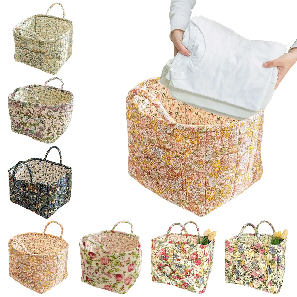 Large Capacity Storage Basket of Boho Style with Handle Household Laundry Hamper Closet Organizer Bin for Clothes and Sundries