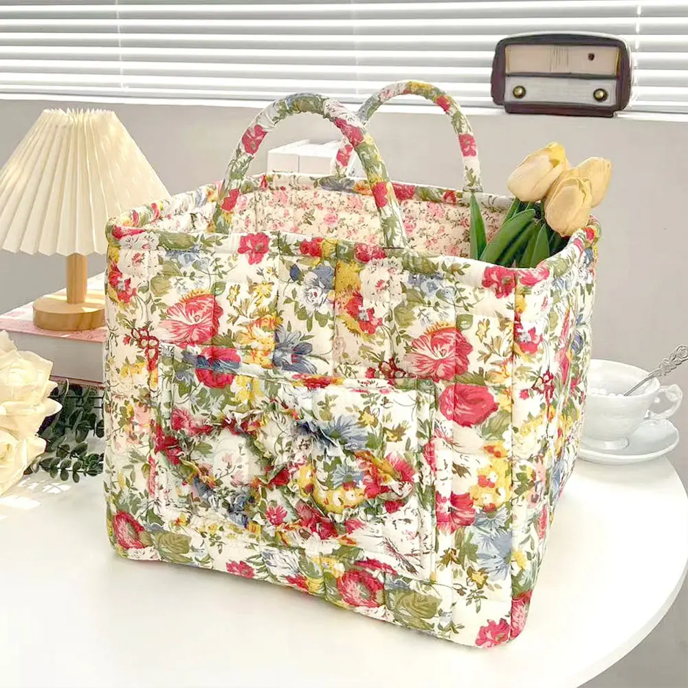 Large Capacity Storage Basket of Boho Style with Handle Household Laundry Hamper Closet Organizer Bin for Clothes and Sundries