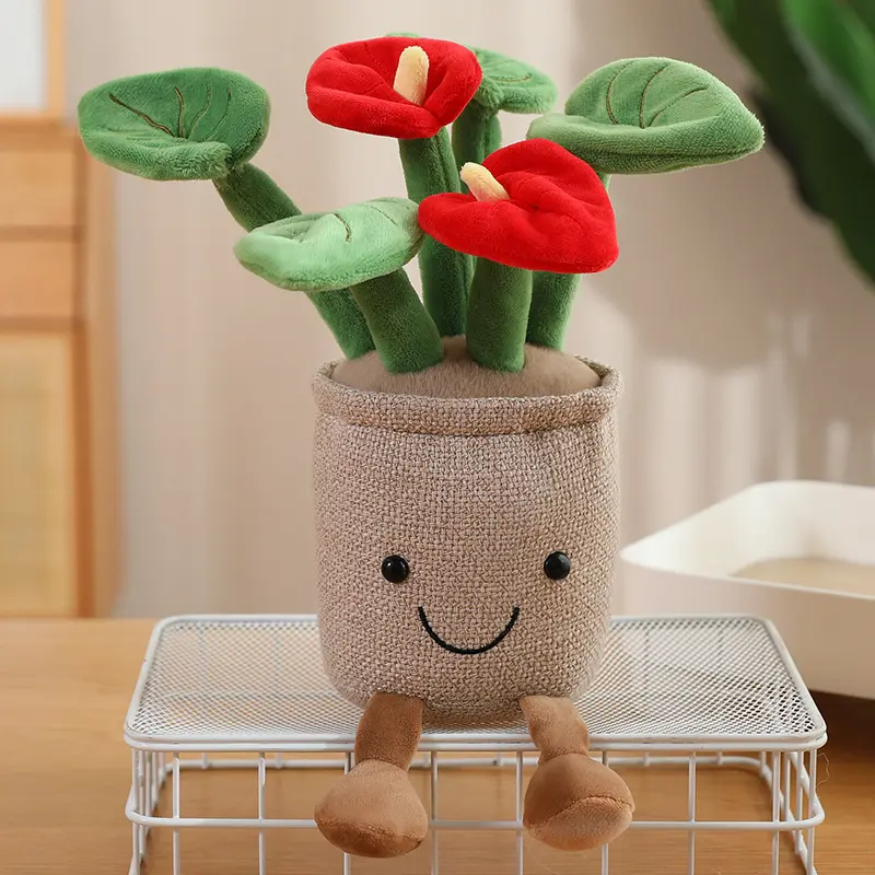 New Plant Potted Doll Anthurium Toy Olishalan Sunflower Rose Lovely Kawaii Cute Soft Sweet Gift