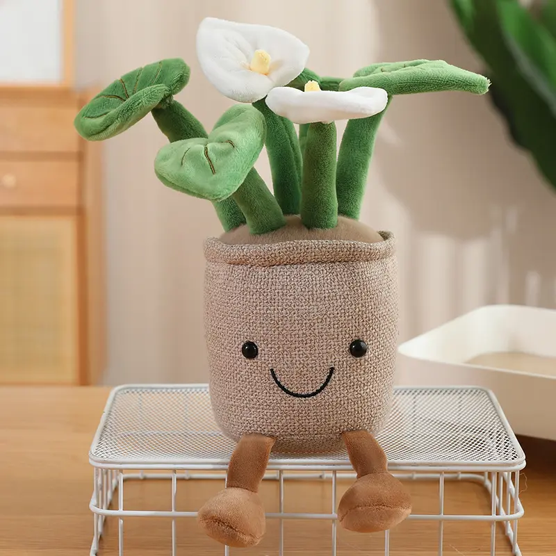 New Plant Potted Doll Anthurium Toy Olishalan Sunflower Rose Lovely Kawaii Cute Soft Sweet Gift