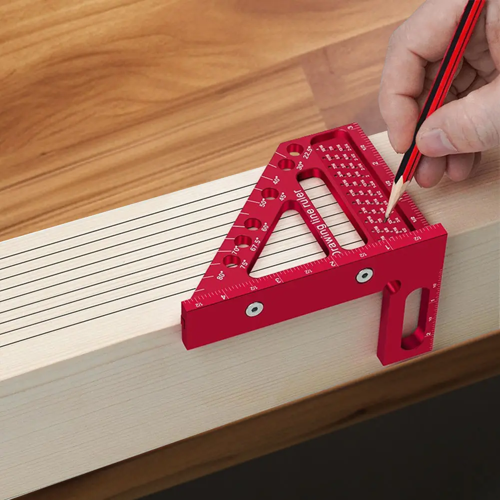 Woodworking Square Protractor High Precision Miter Triangular Ruler 3D Multi-Angle Measuring Ruler for Engineer Carpenter