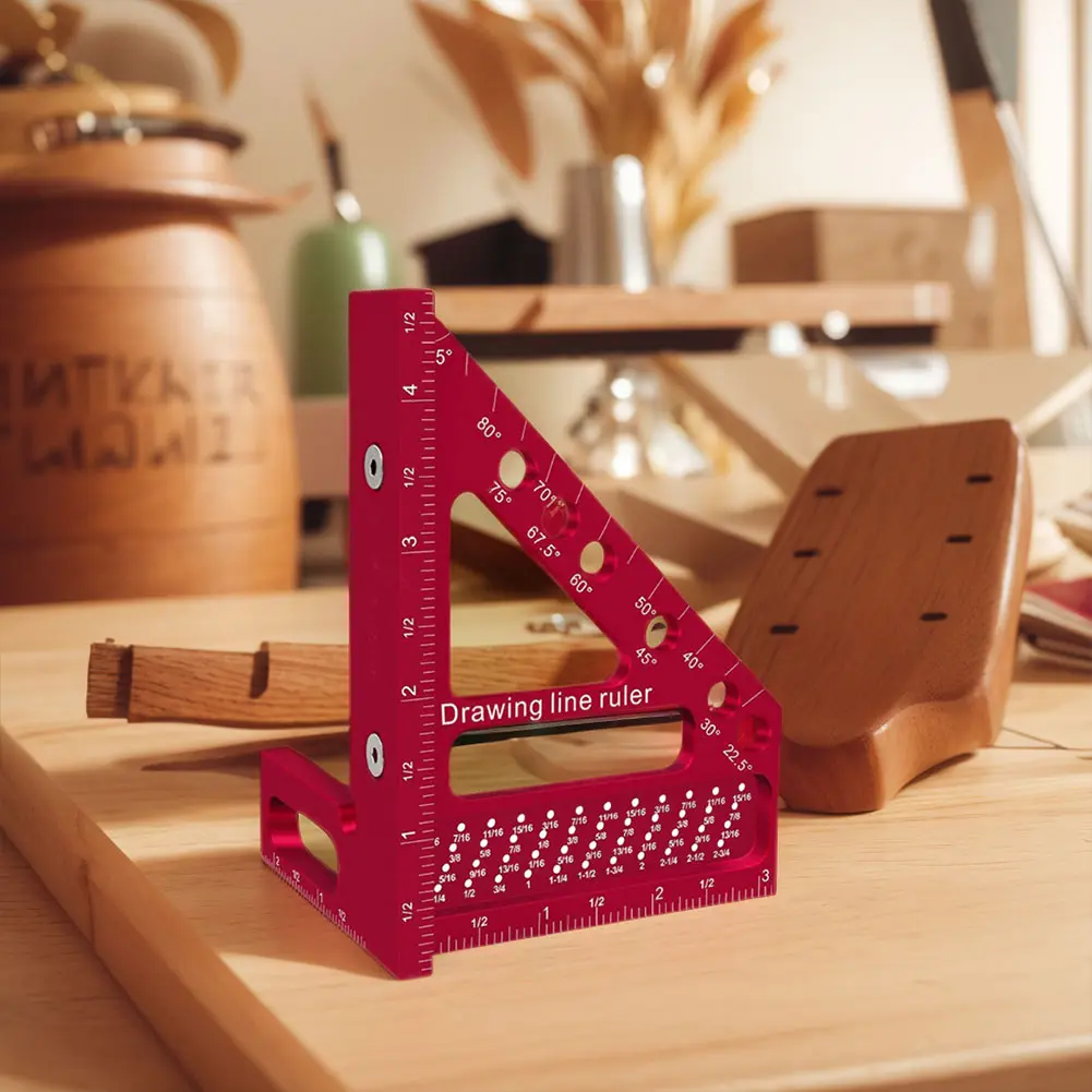 Woodworking Square Protractor High Precision Miter Triangular Ruler 3D Multi-Angle Measuring Ruler for Engineer Carpenter