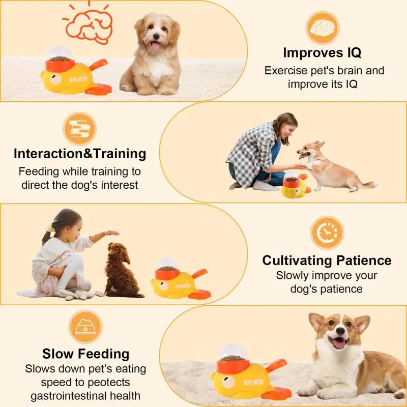 Pet Treat Dispenser Toy Dog Slow Puzzle Feeder Interactive Duck Treat Dispenser Automatic Feeder Toys for Dog Training Supplies
