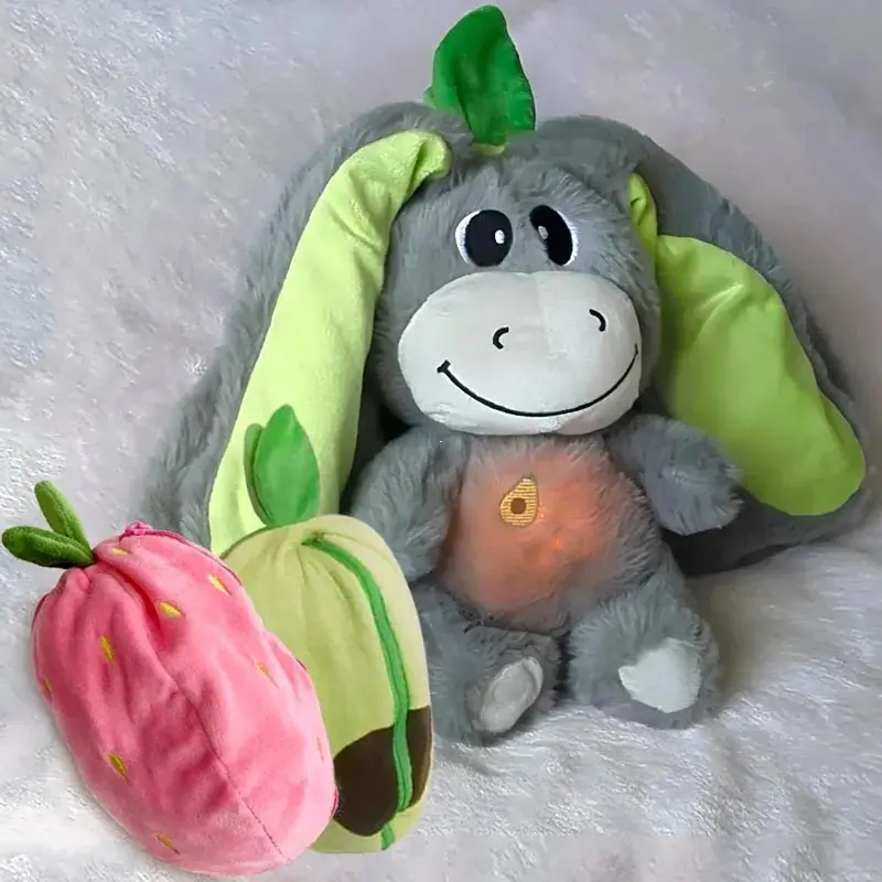 Baby Strawberry Donkey Plush Toy Stuffed Creative Into Fruit Transform Breathing Donkey Sleeping Doll 30cm for Kid Birthday Gift