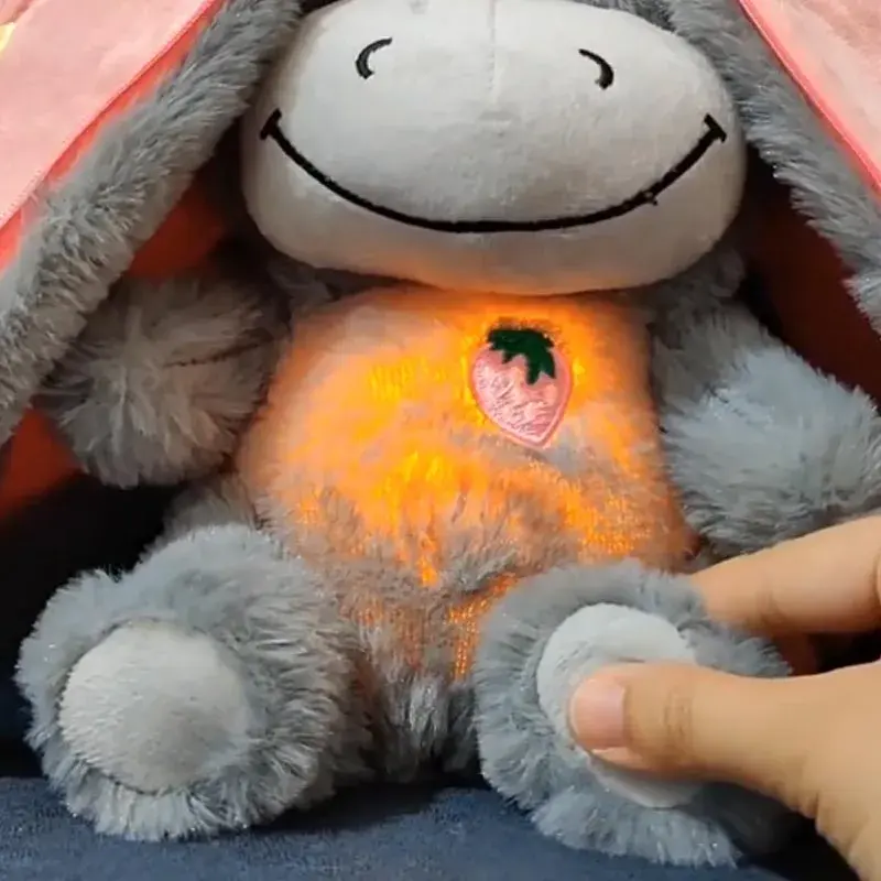 Baby Strawberry Donkey Plush Toy Stuffed Creative Into Fruit Transform Breathing Donkey Sleeping Doll 30cm for Kid Birthday Gift