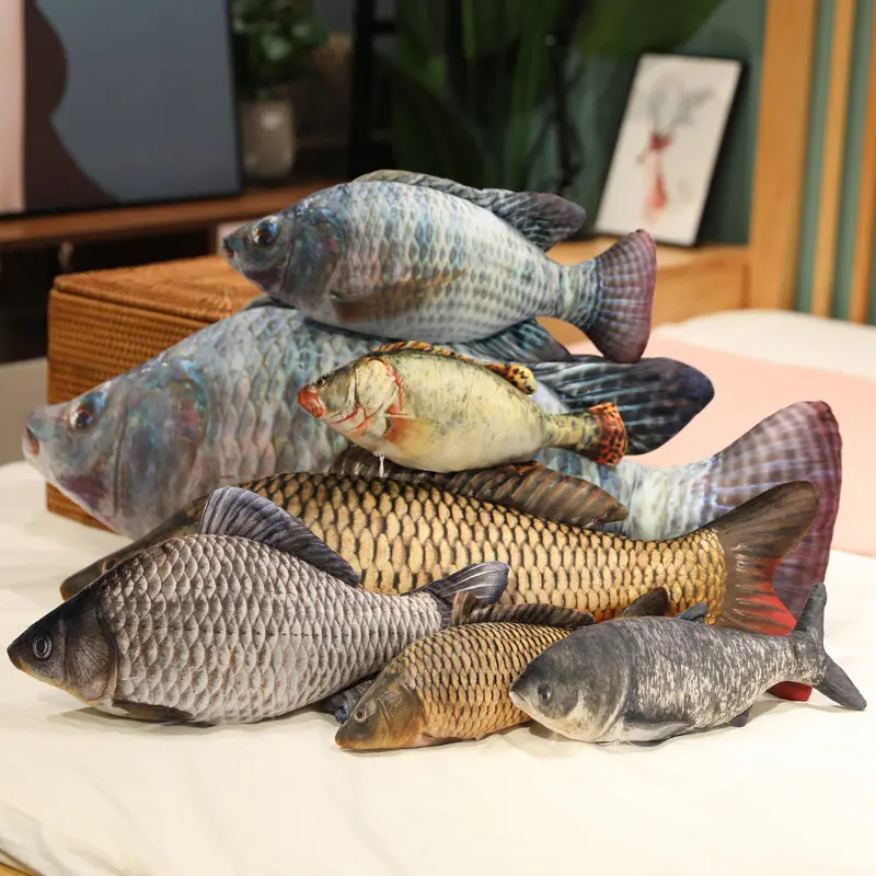 Simulation Funny Fish Plush Toys Giant Stuffed Soft Animal Carp Plush Pillow Creative Sleep Cushion for Kids Girls Xmas Gift