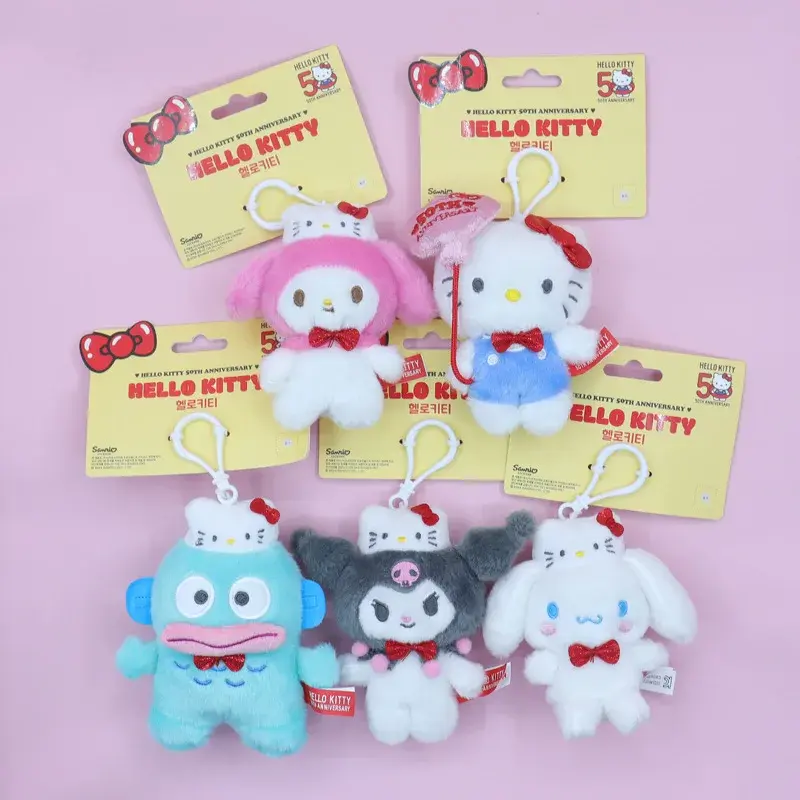 Anime Stuffed Japanese Style Sanrio Cartoon 50th Anniversary KT Kuromi Melody Plush Toy Pendant Cute Packaging Decoration Toy