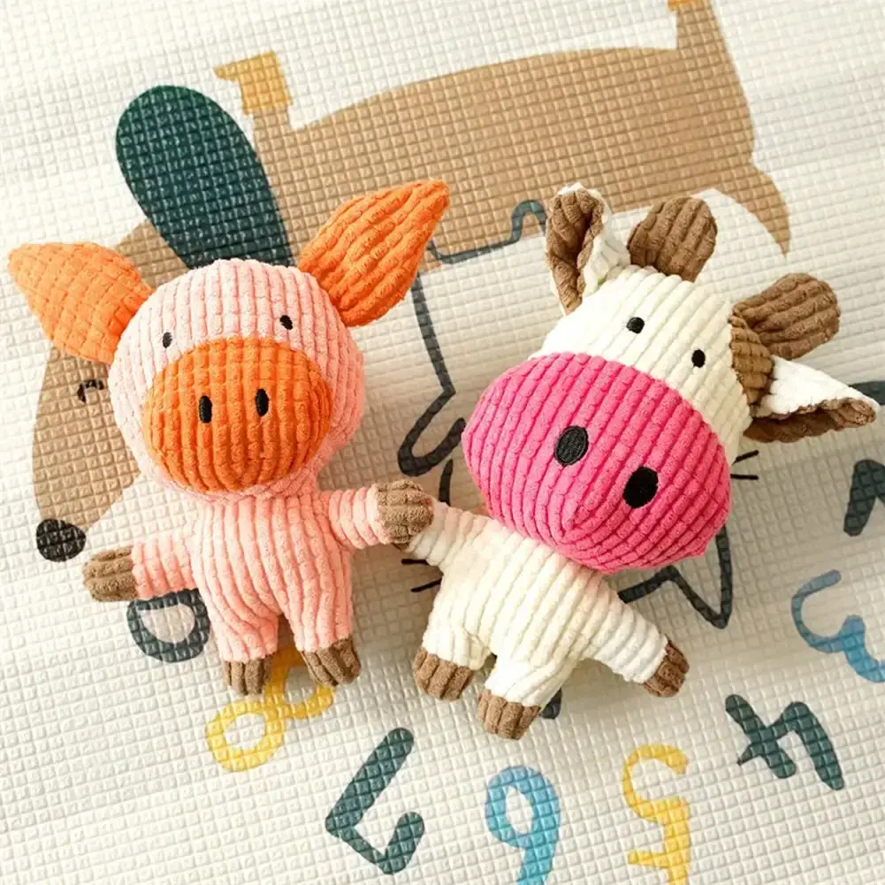 Plush Dog Toys Corduroy for Small Medium Dogs Animal Dog Squeaky Toy Bite Resistant Chew Toy Molar Teeth Cleaning Puppy Toys