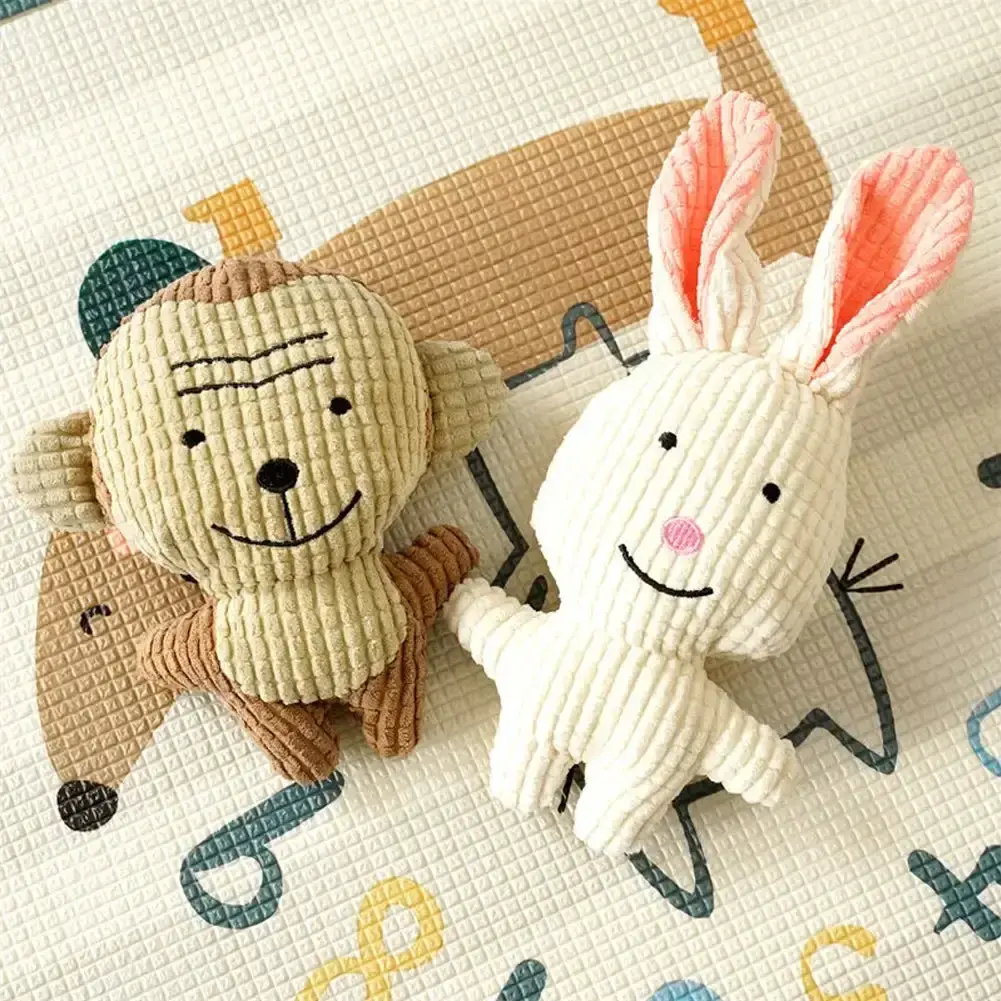 Plush Dog Toys Corduroy for Small Medium Dogs Animal Dog Squeaky Toy Bite Resistant Chew Toy Molar Teeth Cleaning Puppy Toys