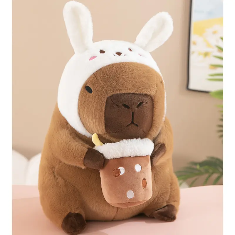 Capybara Plush Toy Simulation Capibara Cosplay Unicorn Dinosaur Dress Boba Bread Fruit Food Decor Birds Bubble Stuffed Animals
