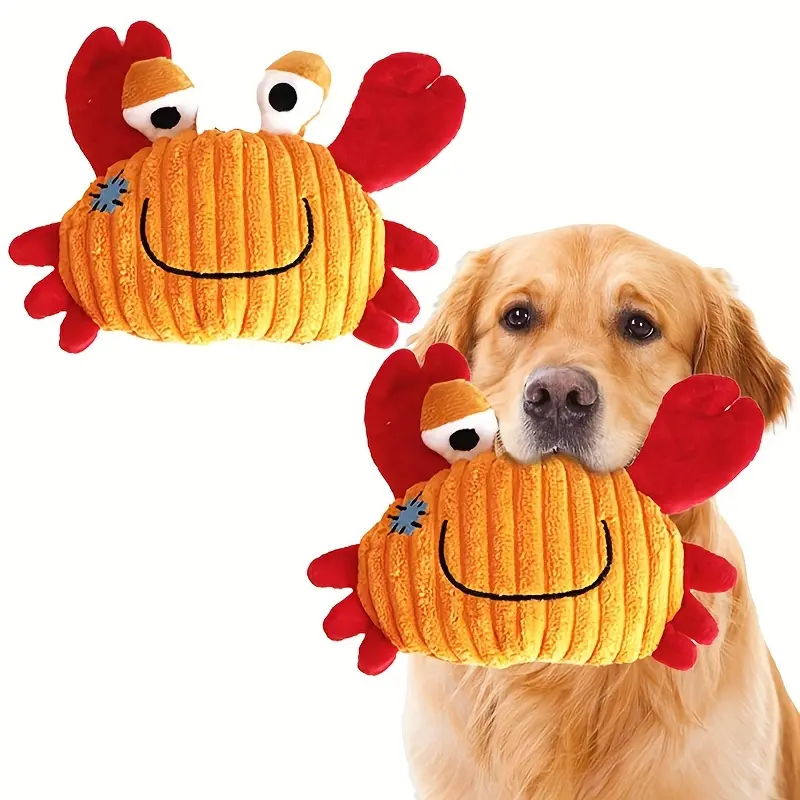 Plush Dog Toy Crab shark seahorse Bite Resistant Squeaky Toys Corduroy Dog Toys for  Dogs Puppy Pets Training Accessories