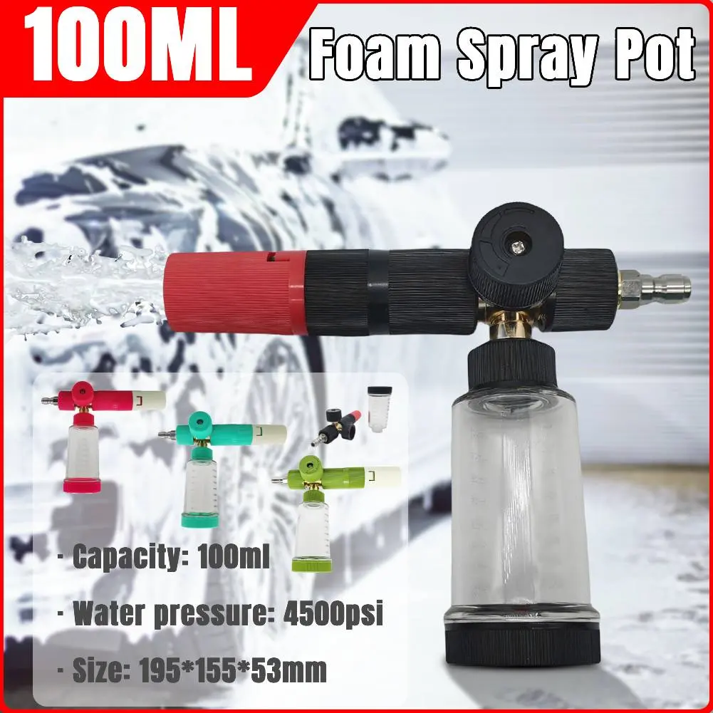 100ml Water Foam Pot with 1/4 Inch Quick Connector Soap Foam Spray Bottle Adjustable Car Wash Foam Sprayer for Car Wash