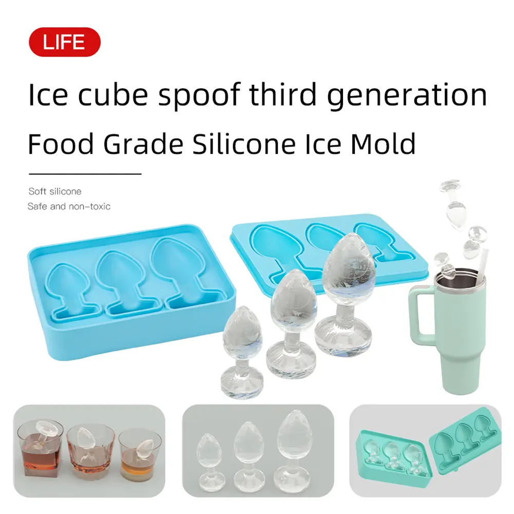 Silicone Prank Butt Plug Shaped Mold Prank Ice Cube Mold Tray Fun Shape Ice Cube Molds for Ice Chilling Whiskey Cocktails