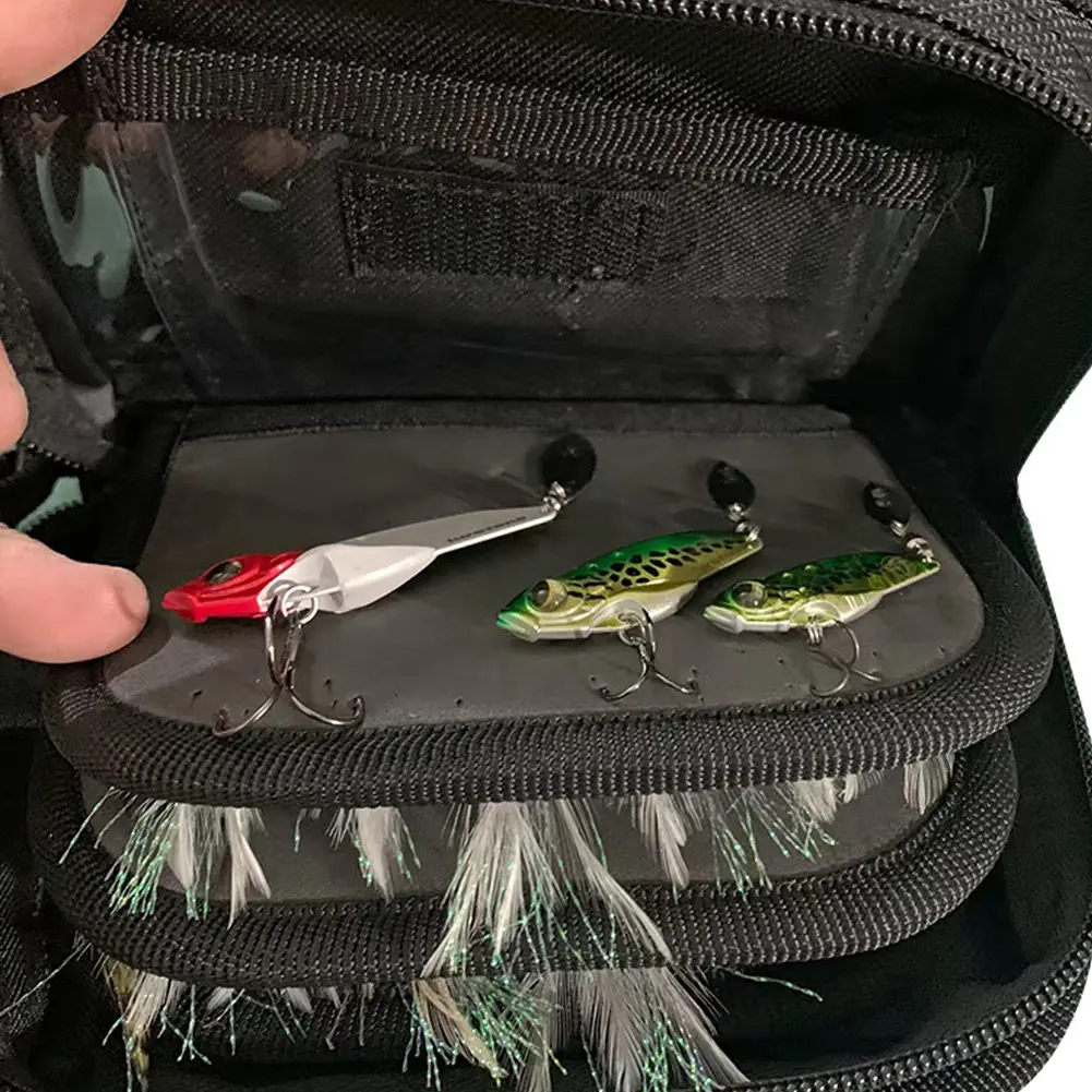 Fly Fishing Lure Spinner Spoon Bait Storage Bag Portable Squid Jig Bag Fishing Lure Storage Case for Wire Gear Storage Hair Rigs