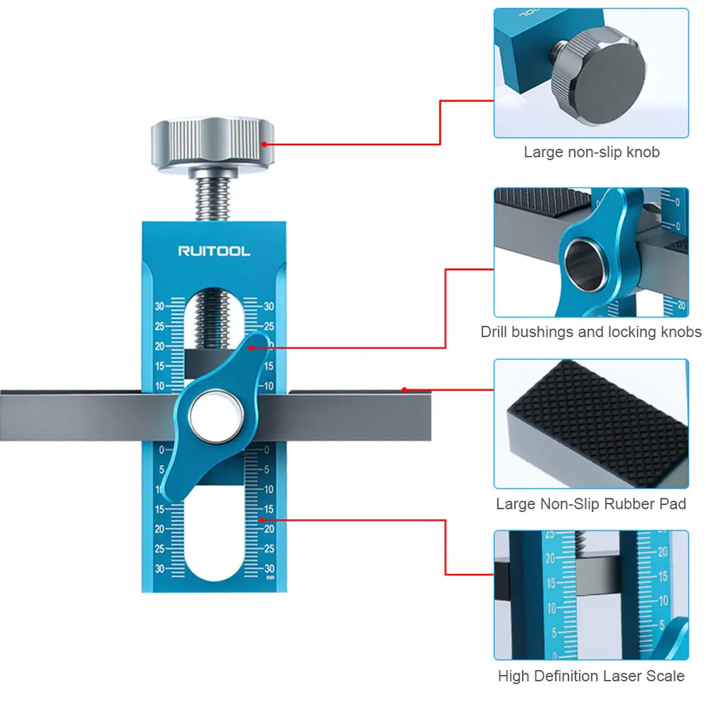 Cabinet Door Rebounder Punched Mounting Jig Aluminum Alloy 2In 1Quick Positioning Hole Opening Tool Positioning Installation Jig
