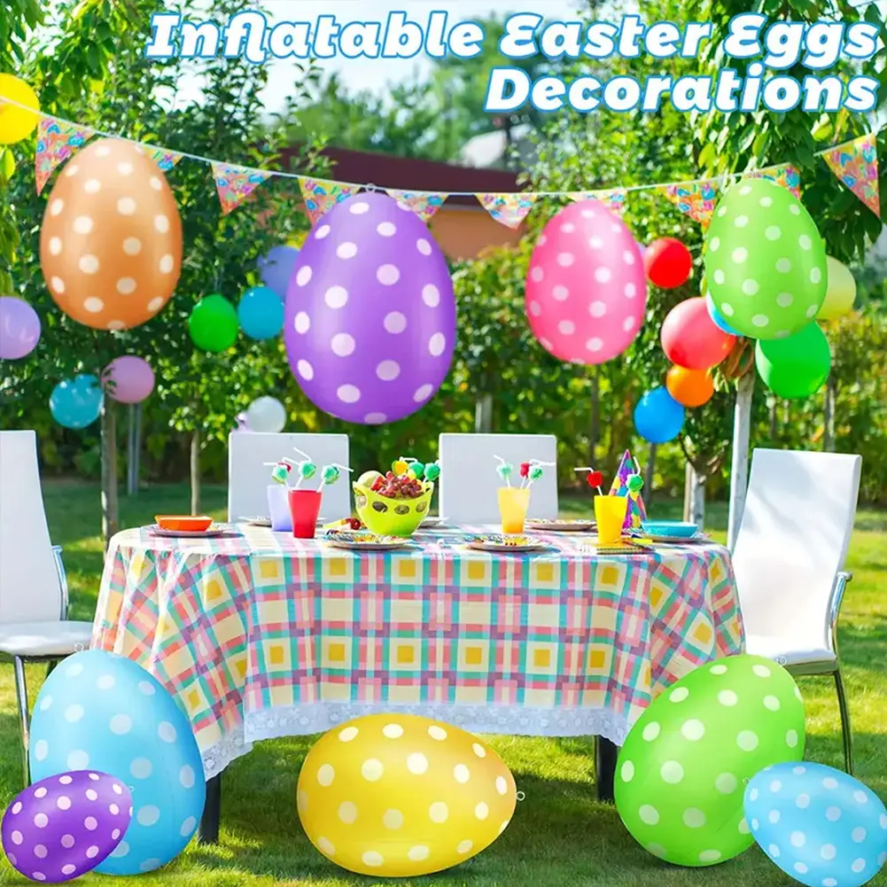 2025 Easter Giant Egg Decoration PVC Easter Inflatable Egg Balloon DIY Colored Egg Balloon for Outdoor Garden Yard Lawn Pendant