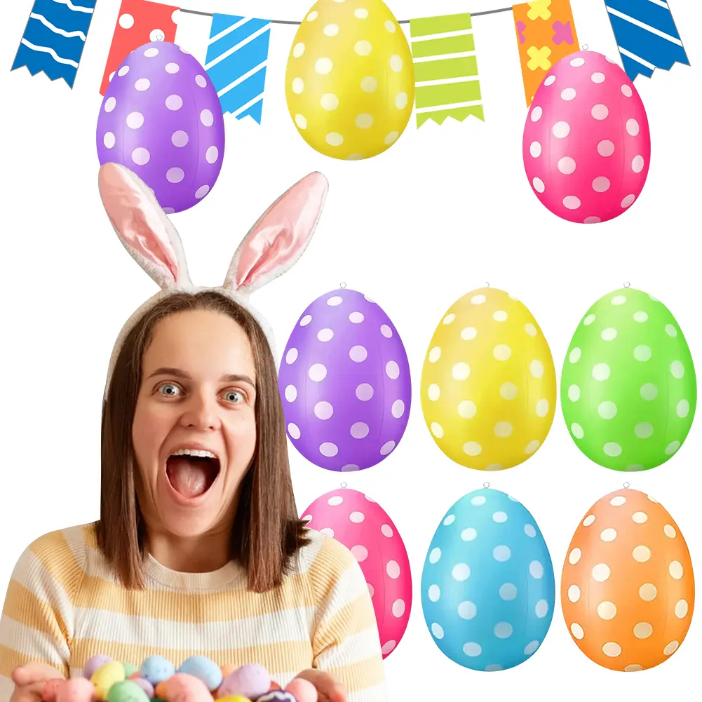 2025 Easter Giant Egg Decoration PVC Easter Inflatable Egg Balloon DIY Colored Egg Balloon for Outdoor Garden Yard Lawn Pendant