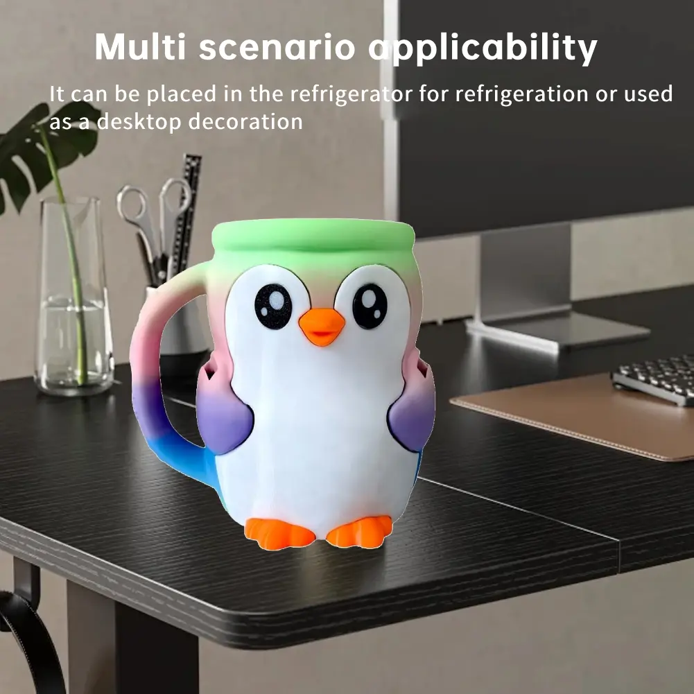 Reusable Penguin Ice Cream Pint Holder 3D Printed Ice Pint Containers W/ Snack Drawer & Antifreeze Handle Ice Cream Lovers Gifts