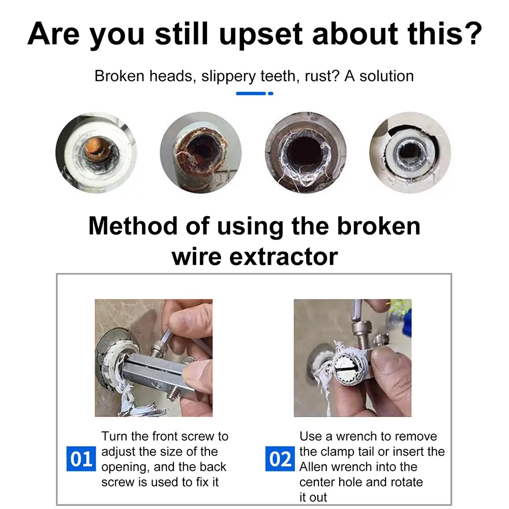 Hex Stripped Screw Extractor Set Multifunctional Handle Broken Screw Removal Tool Threading Tools Water-Tap Angle Valve Repair