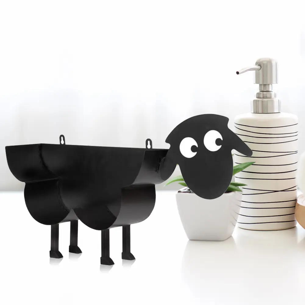 New Iron Dog Sheep Shaped Roll Paper Holder Cute Animal Free Standing Toilet Paper Tissue Racks Home Kitchen Bathroom Decoration