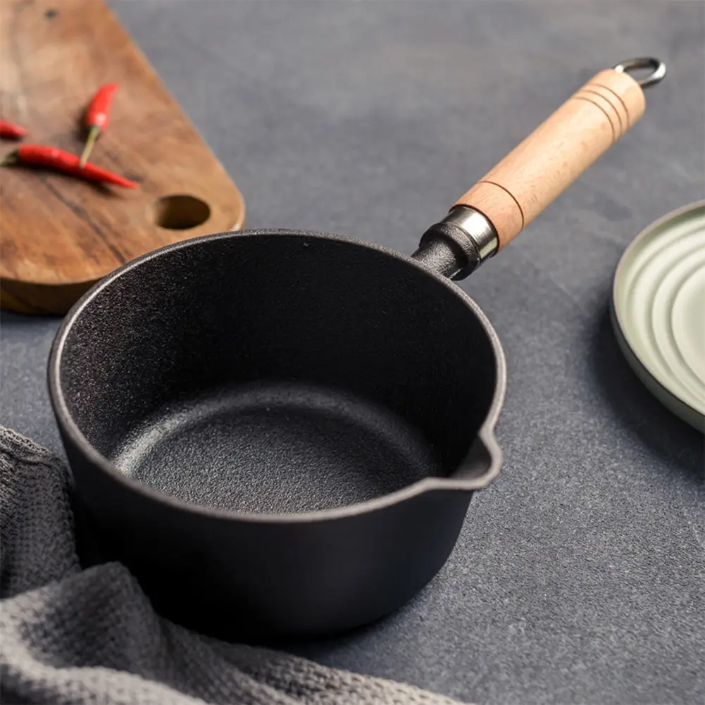 Cast Iron Mini Sauce Pan Non-Stick Hot Oil Pan Butter Melting Pot Small Saucepan for Kitchen Induction Cooking Gas Stove Camping