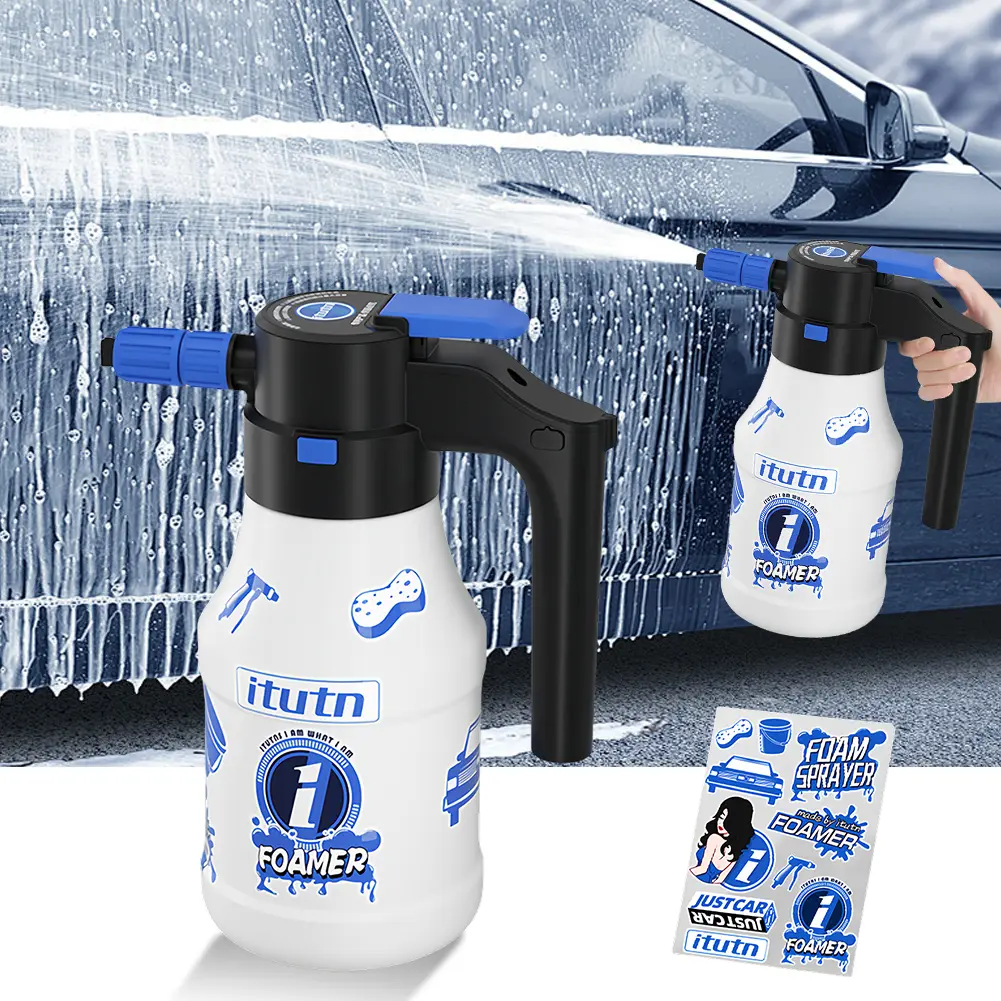 1.5L Foaming Pump Watering Can USB Rechargeable Electric Car Wash Spray Bottle Hand Pump Foam Sprayer Car Home Cleaning Tools
