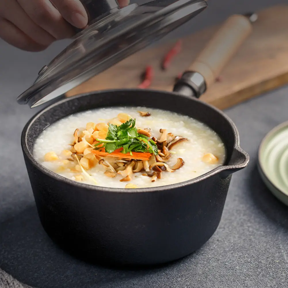 Cast Iron Mini Sauce Pan Non-Stick Hot Oil Pan Butter Melting Pot Small Saucepan for Kitchen Induction Cooking Gas Stove Camping