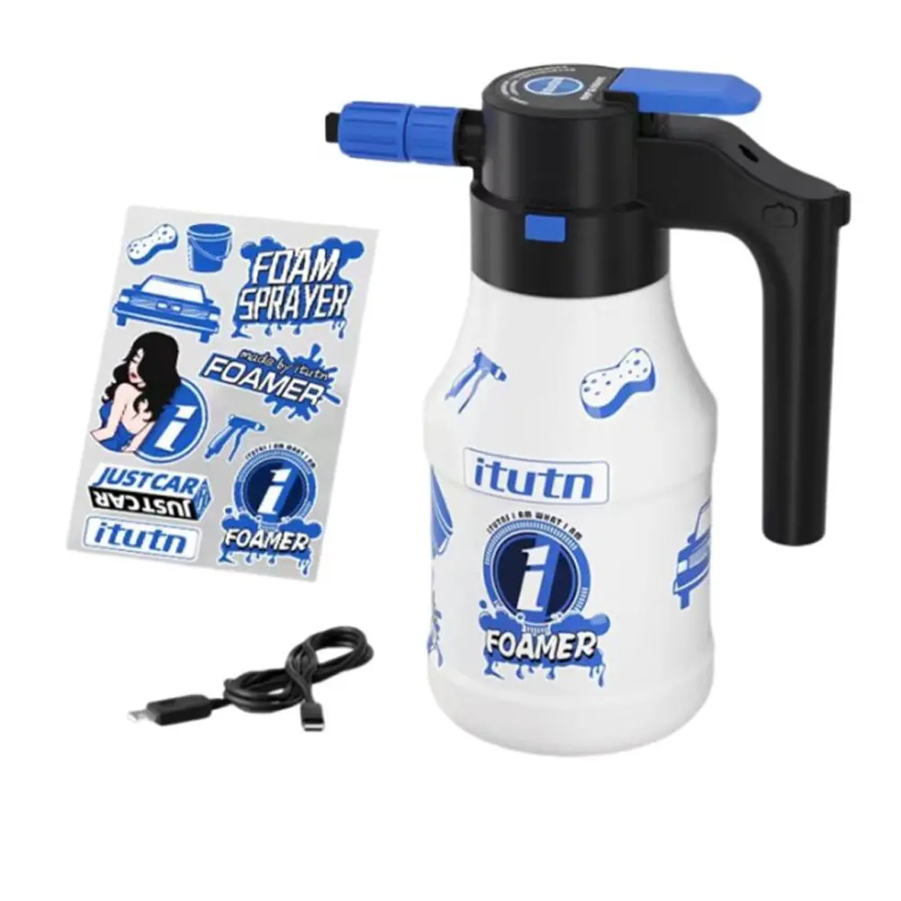 1.5L Foaming Pump Watering Can USB Rechargeable Electric Car Wash Spray Bottle Hand Pump Foam Sprayer Car Home Cleaning Tools